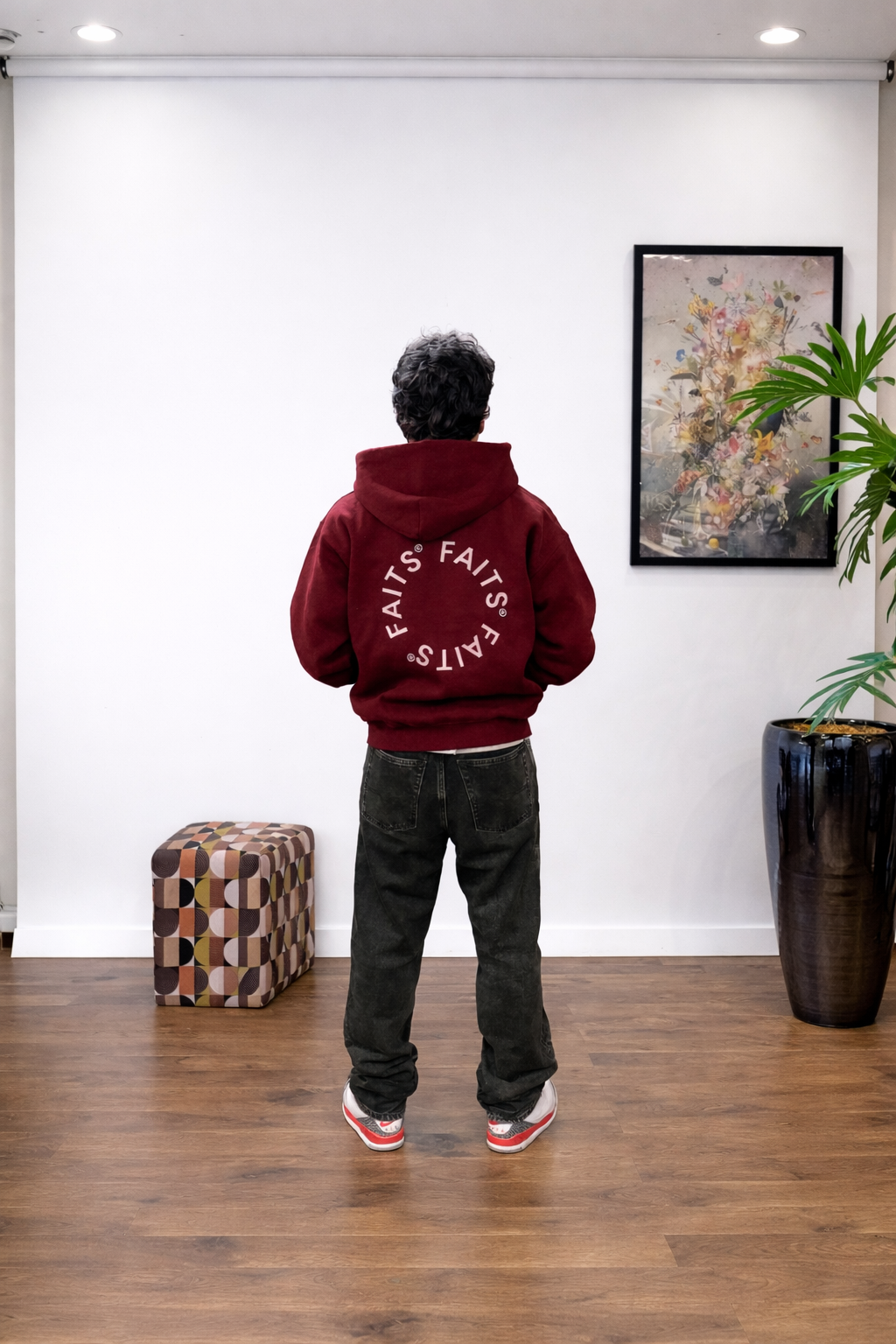 Circle Hoodie met Rits Bordeaux
