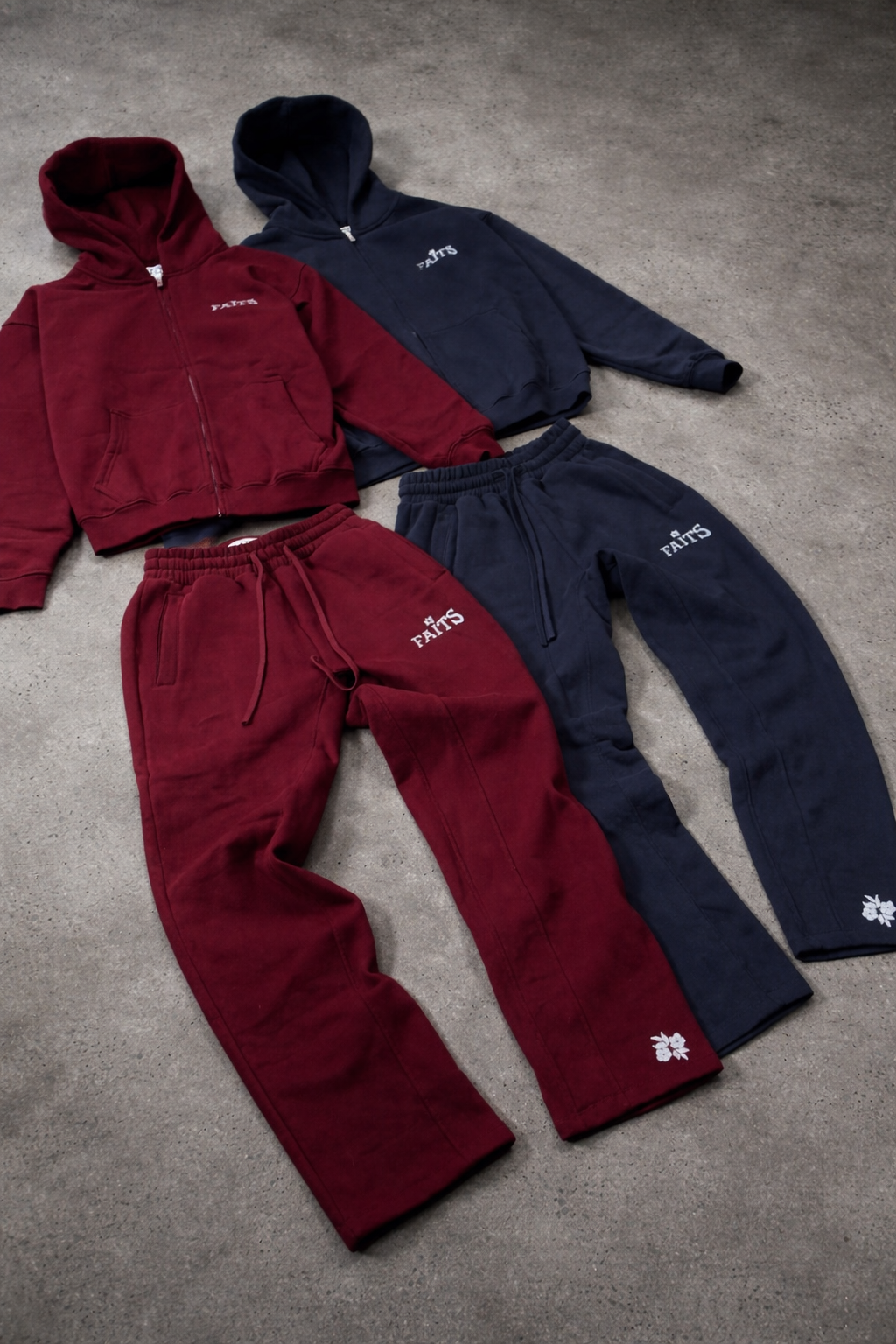 Circle Zip-Up Hoodie Bordauex