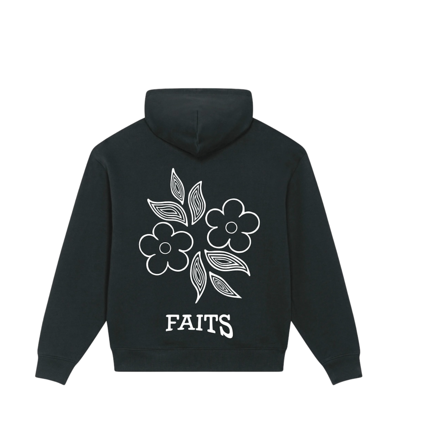 Flower Zip-Up Hoodie Black