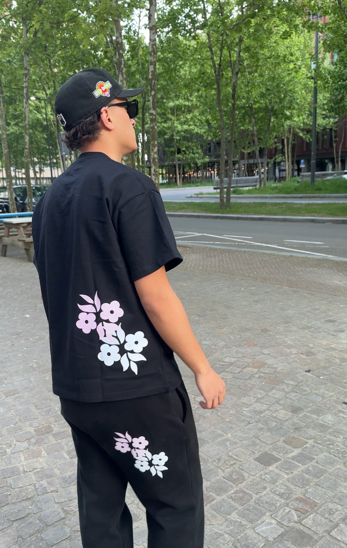 T-shirt met dubbele bloem