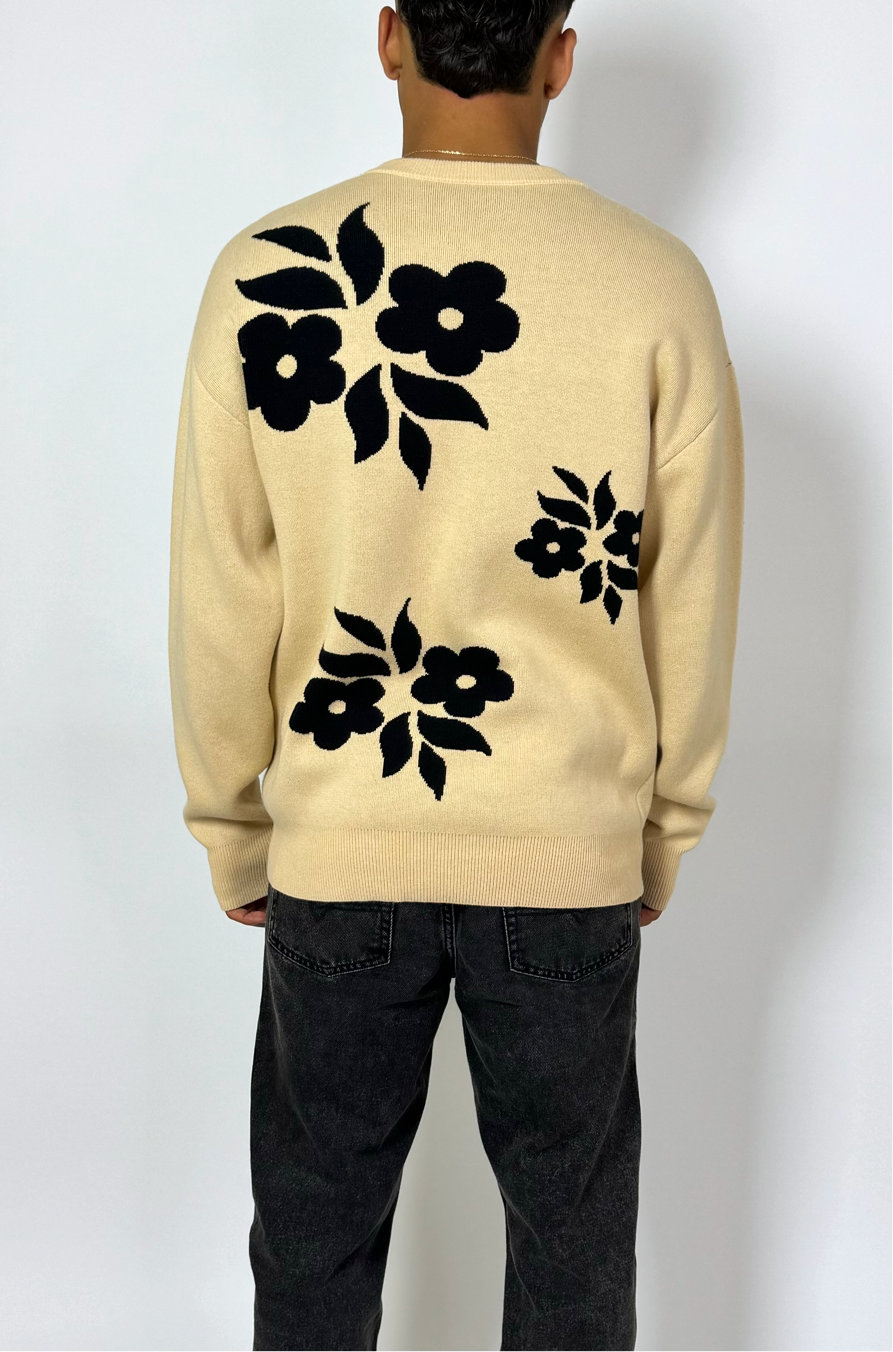 Flower Jaqcuard Knitwear Beige