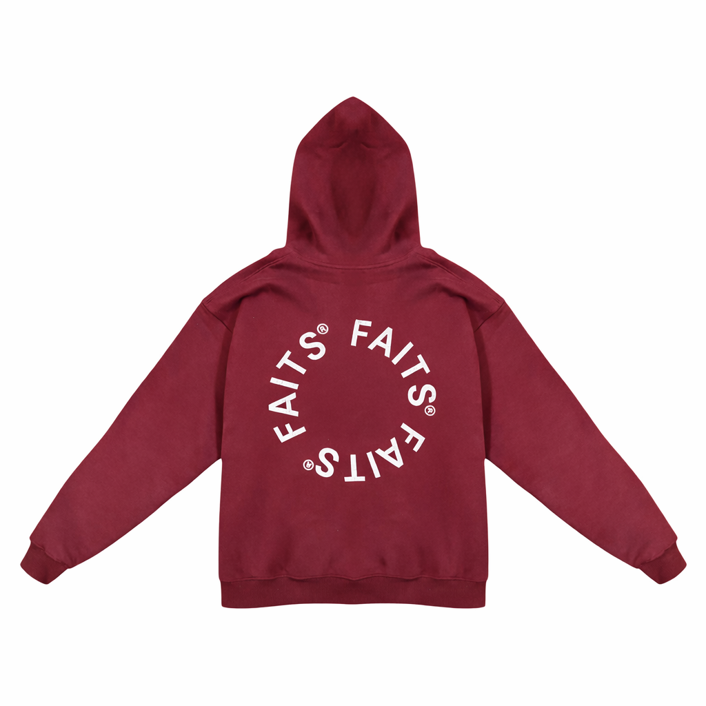 Circle Zip-Up Hoodie Bordauex