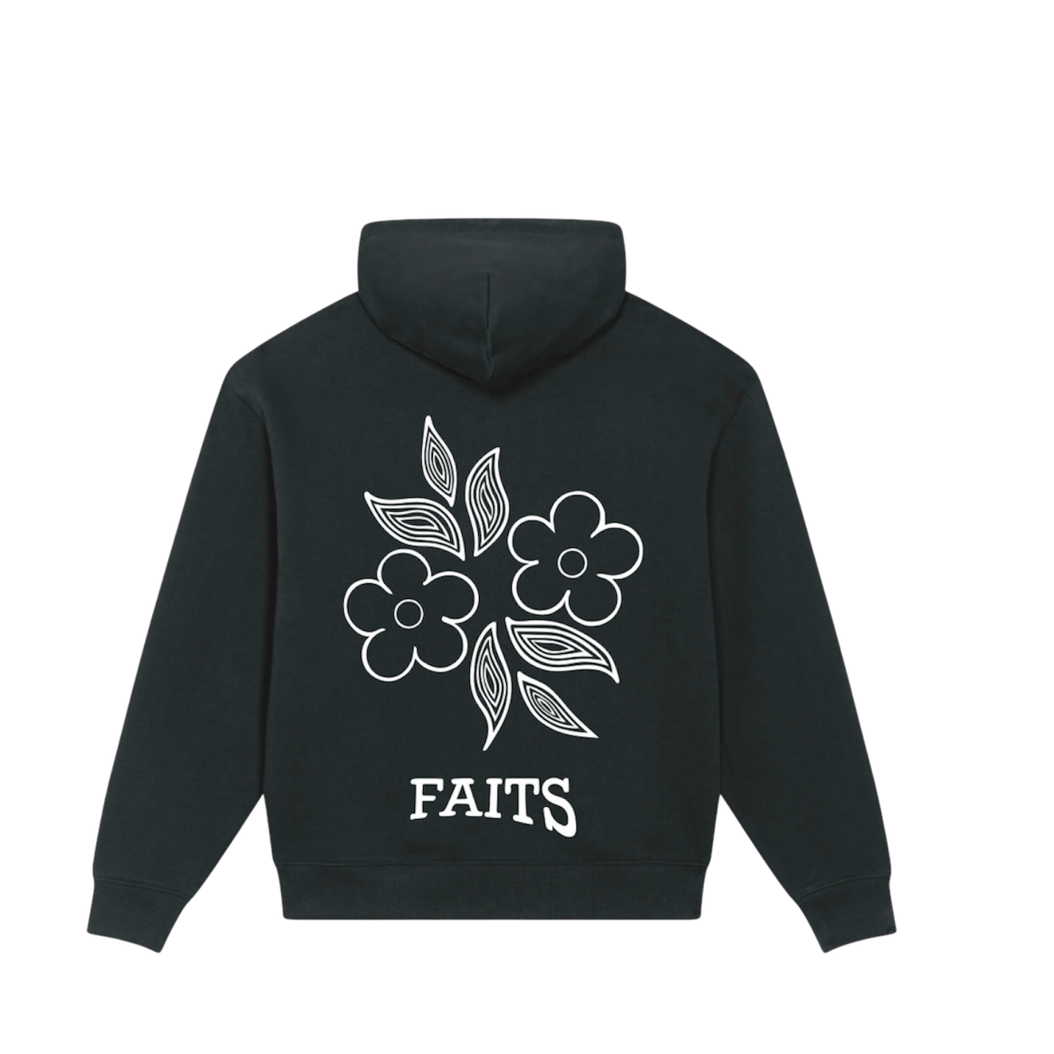 Flower Zip-Up Hoodie Black