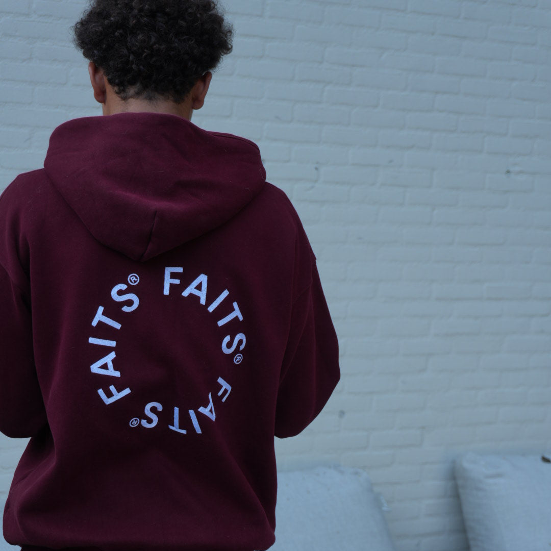 Circle Hoodie met Rits Bordeaux