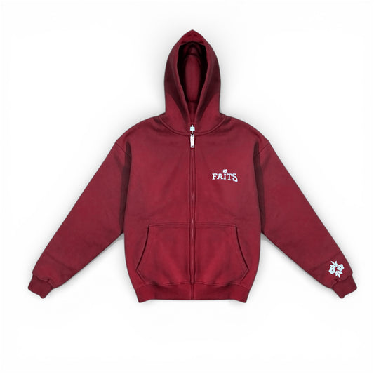 Circle Zip-Up Hoodie Bordauex